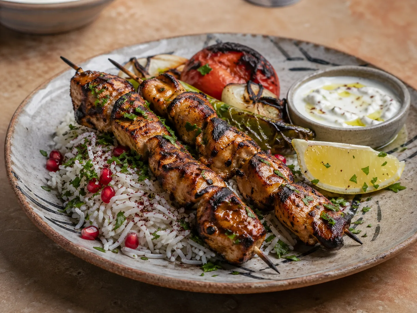 Shish taouk con arroz aromático